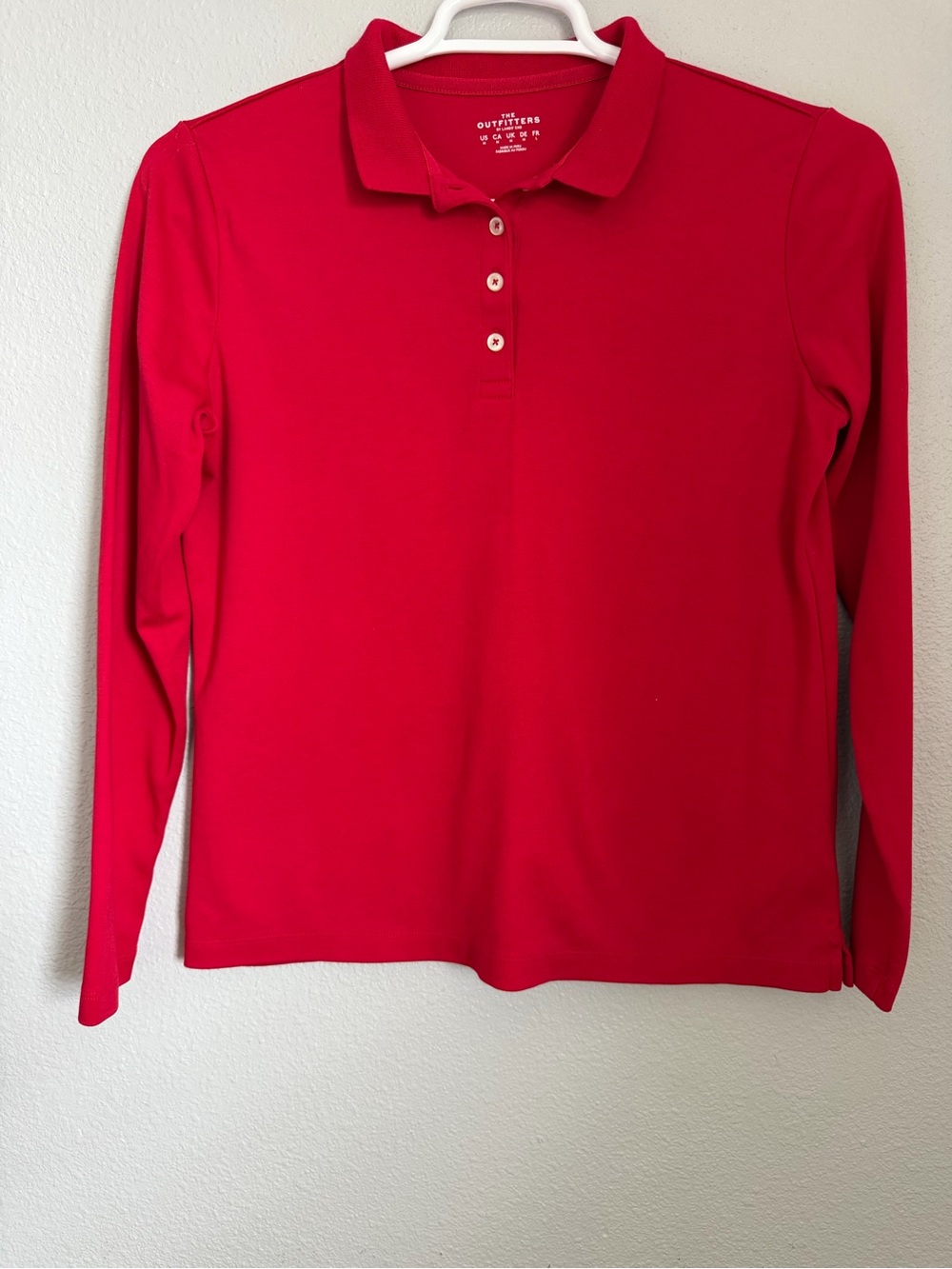 Lands' End Red Long Sleeve Polo Shirt - Women’s Medium